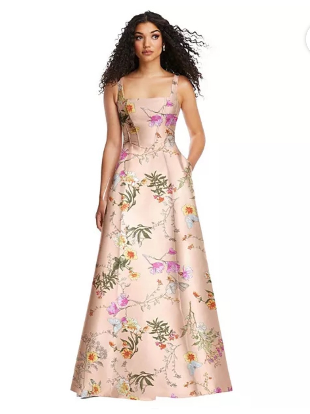 ALFRED SUNG Butterfly botanica pink sand bridesmaid dress size 4 - Picture 2 of 4